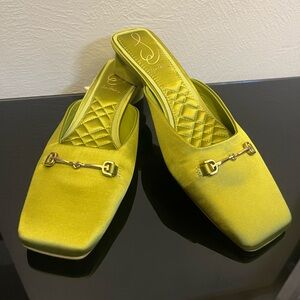 Sam Edelman Green Satin Square Toe Mules